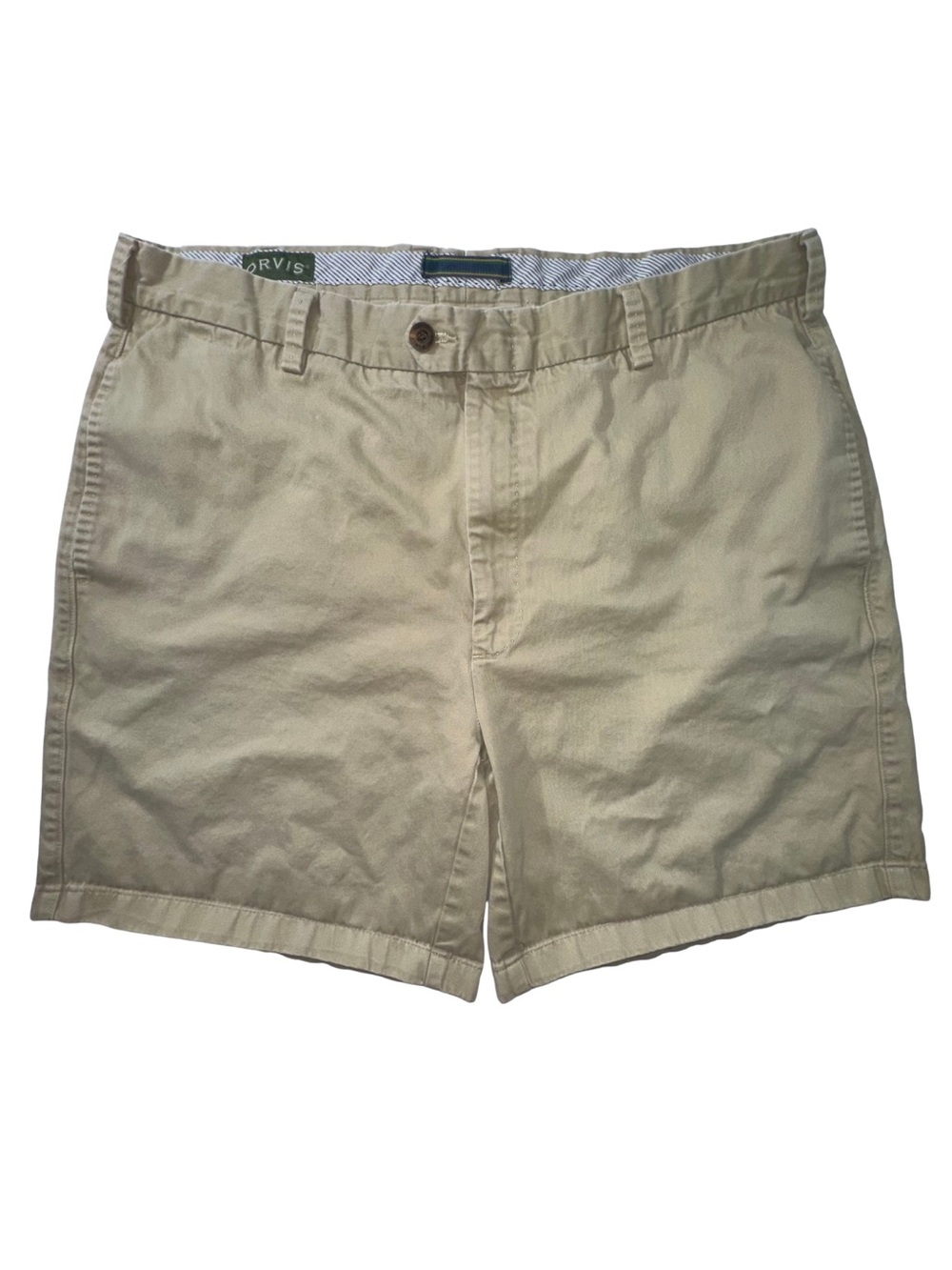 Orvis Men’s Size 40 Khaki Pima Cotton Flat Front Chino Shorts